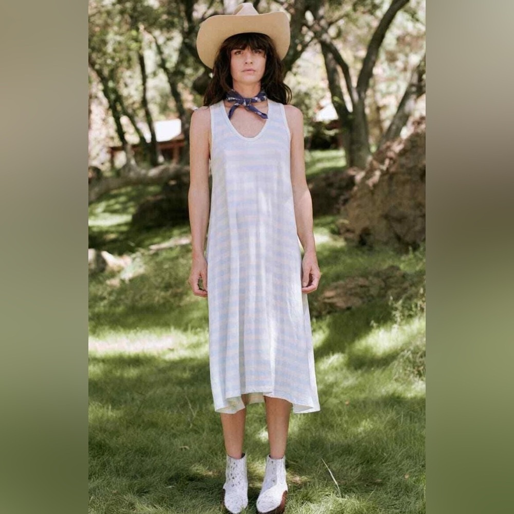 NWT The‎ Great. Striped Swing Tank Dress SZ S 1 Blue Cream